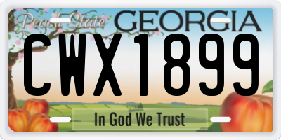 GA license plate CWX1899