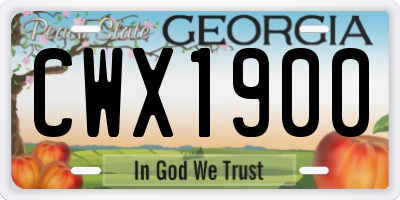 GA license plate CWX1900