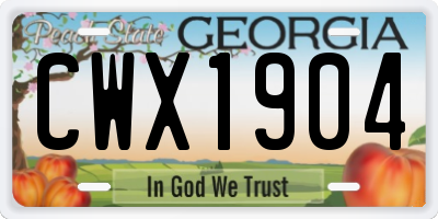 GA license plate CWX1904