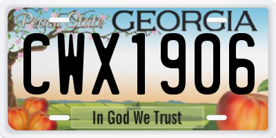 GA license plate CWX1906