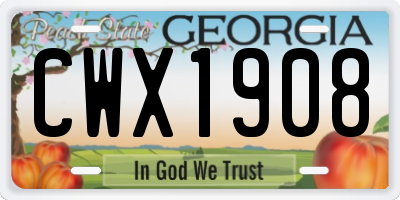 GA license plate CWX1908