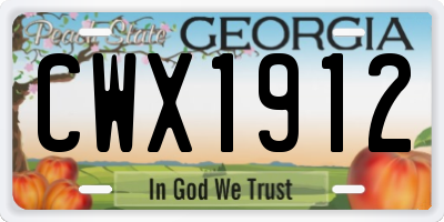 GA license plate CWX1912