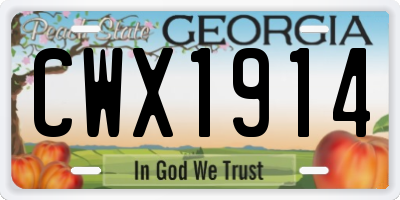 GA license plate CWX1914