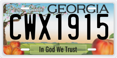 GA license plate CWX1915