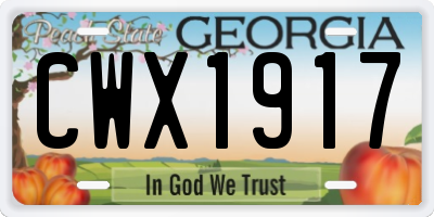 GA license plate CWX1917