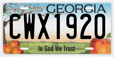 GA license plate CWX1920