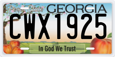 GA license plate CWX1925