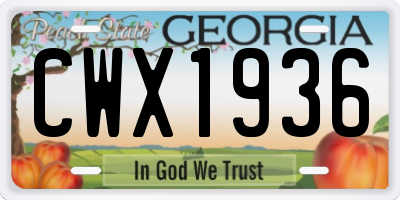 GA license plate CWX1936