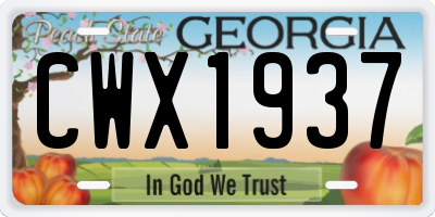 GA license plate CWX1937