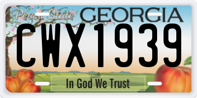 GA license plate CWX1939