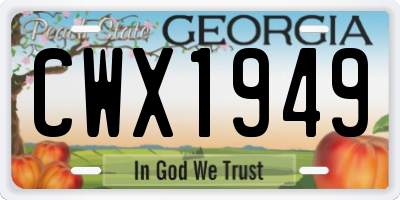 GA license plate CWX1949