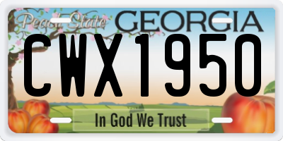 GA license plate CWX1950