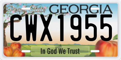 GA license plate CWX1955