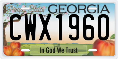 GA license plate CWX1960