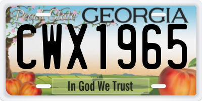 GA license plate CWX1965