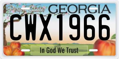 GA license plate CWX1966