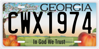 GA license plate CWX1974