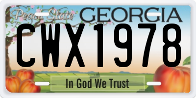 GA license plate CWX1978