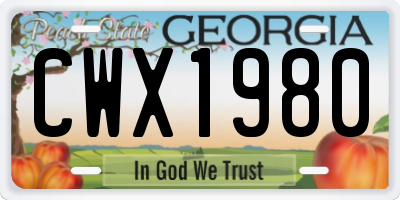 GA license plate CWX1980