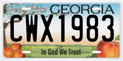 GA license plate CWX1983