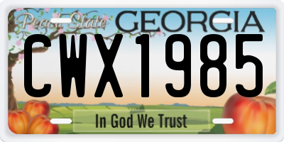 GA license plate CWX1985