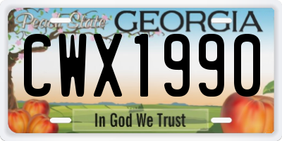GA license plate CWX1990