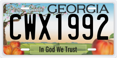 GA license plate CWX1992