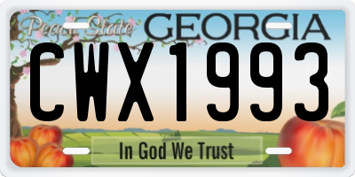 GA license plate CWX1993