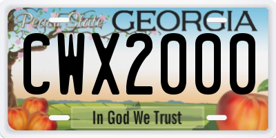 GA license plate CWX2000