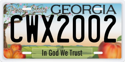 GA license plate CWX2002