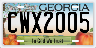 GA license plate CWX2005