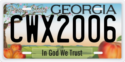 GA license plate CWX2006