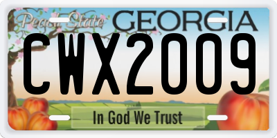 GA license plate CWX2009