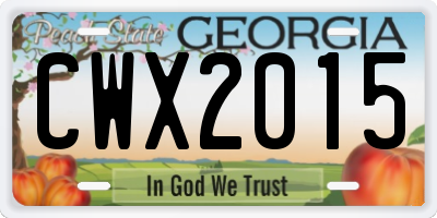 GA license plate CWX2015