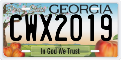 GA license plate CWX2019