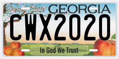 GA license plate CWX2020