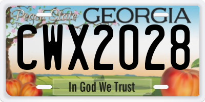 GA license plate CWX2028