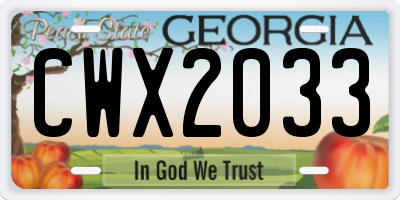 GA license plate CWX2033