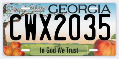 GA license plate CWX2035