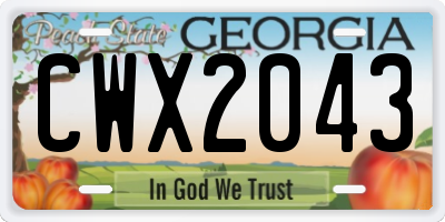 GA license plate CWX2043