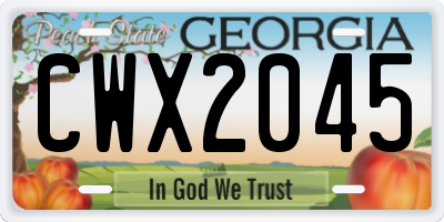 GA license plate CWX2045