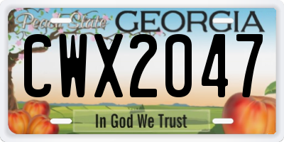 GA license plate CWX2047