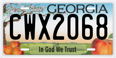 GA license plate CWX2068