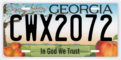 GA license plate CWX2072