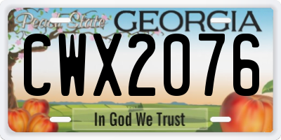 GA license plate CWX2076