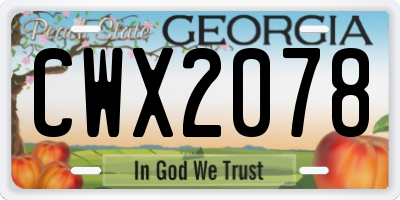 GA license plate CWX2078