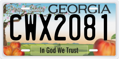 GA license plate CWX2081