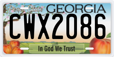 GA license plate CWX2086