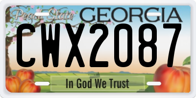 GA license plate CWX2087