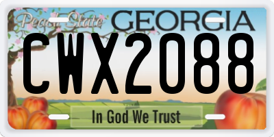 GA license plate CWX2088